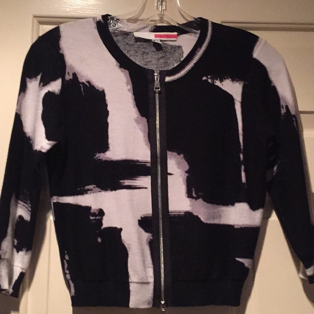Tracy Reese by Anthropology Black,Gray Cardigan. S